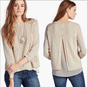 🛍2 for $25🛍Lucky Brand Lace Mixed Media  Sweater